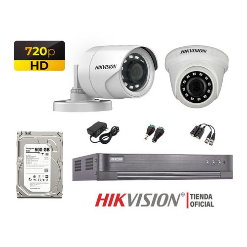 Kit 2 Cámaras Seguridad Hikvision Hd 720P + Disco 500Gb Oferta P2P