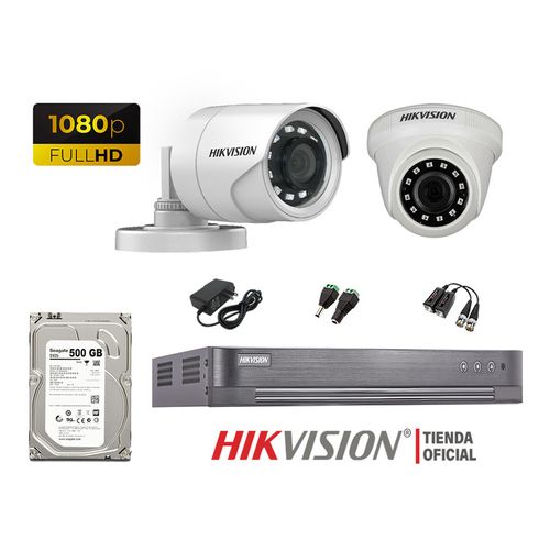 Kit 2 Cámaras Seguridad Hikvision Full Hd 1080P + Disco 500Gb Oferta