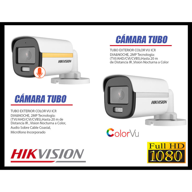 CAMARAS-SEGURIDAD-EXTERIOR-TUBO-KIT-2-1080P-COLORVU-NOCHE-COLOR---DISCO-1TB