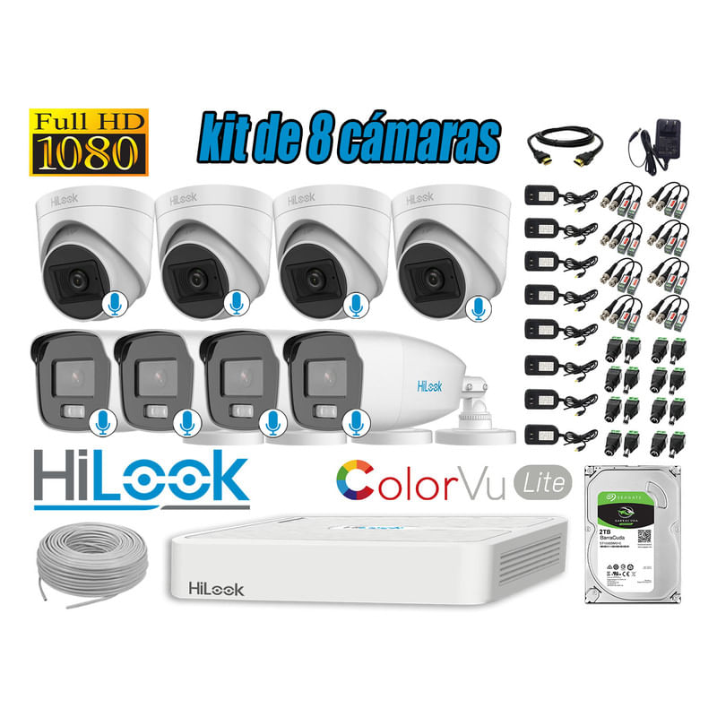 KIT-8-CAMARAS-SEGURIDAD-HILOOK-FULL-HD-COLORVU-LITE-NOCHE-COLOR-2TB