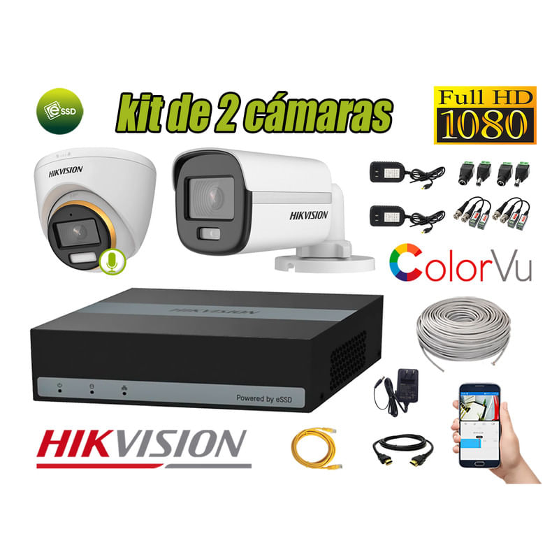 KIT-2-CAMARAS-SEGURIDAD-COLORVU-1-CAMARA-AUDIO-2MP-E-DVR-eSSD-300GB