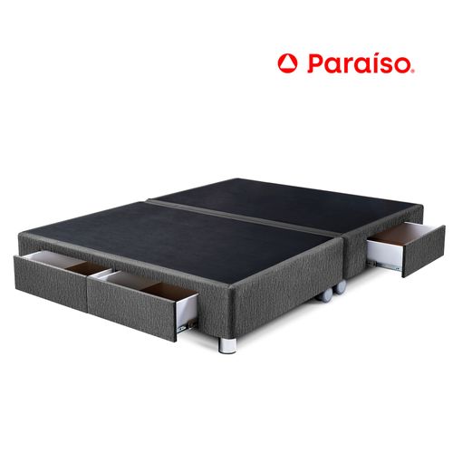 Cama Box Tarima PARAISO C/Cajones Queen Gris