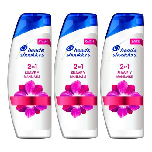 Pack Shampoo HEAD & SHOULDERS 2 en 1 Suave y Manejable Frasco 375ml x 3un