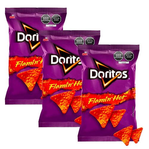 Pack Tortillas Fritas de Maíz DORITOS Flamin Hot Bolsa 100g x 3un