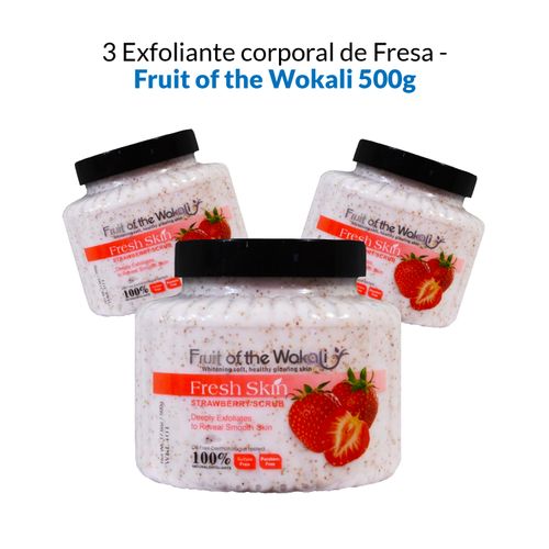 3 Exfoliante corporal de Fresa - Fruit of the Wokali 500g