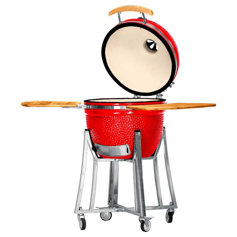 Kamado-20-Rojo---Funda-Protectora---Atizador---Brush---Cenicero