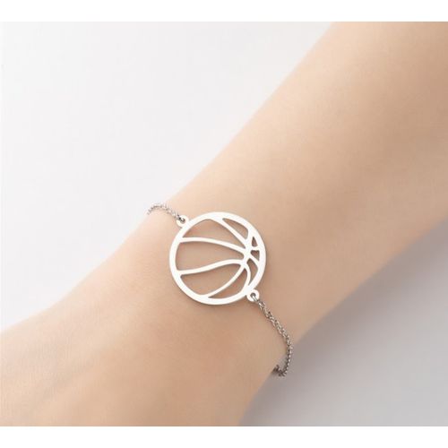 Pulsera pelota de básquet plateada