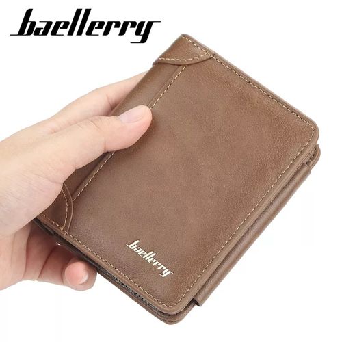 BILLETERA DE CUERO PARA HOMBRE BAELLERRY TARJETERO CON MONEDERO MARRÓN KHAKI