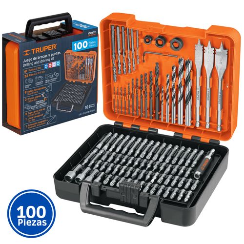 JUEGO DE BROCAS Y PUNTAS PARA TALADRO 100 PIEZAS