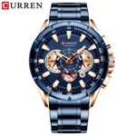 RELOJ-HOMBRE-CURREN-8363-ACERO-INOXIDABLE-DE-LUJO-QUARTZ-CON-CRONOGRAFO-AZUL