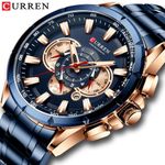 RELOJ-HOMBRE-CURREN-8363-ACERO-INOXIDABLE-DE-LUJO-QUARTZ-CON-CRONOGRAFO-AZUL