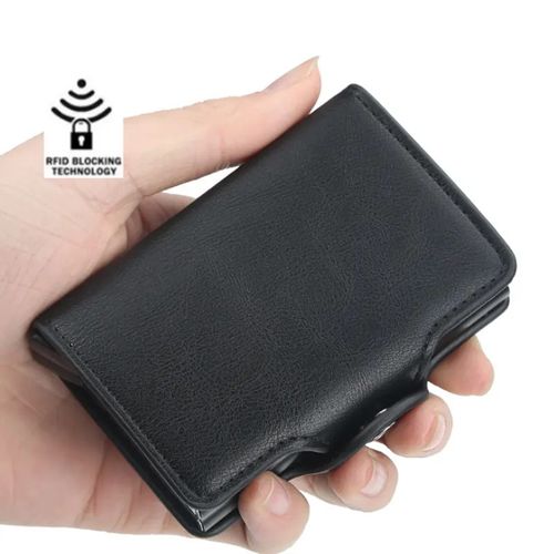 Billetera Cuero para Hombre Tarjetero con Protección RFID Capacidad 14 Tarjetas - Negro