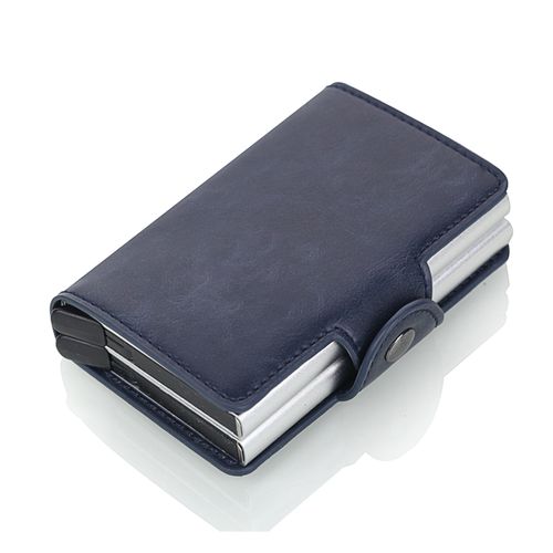 Billetera Cuero para Hombre Tarjetero con Protección RFID Capacidad 14 Tarjetas - Azul