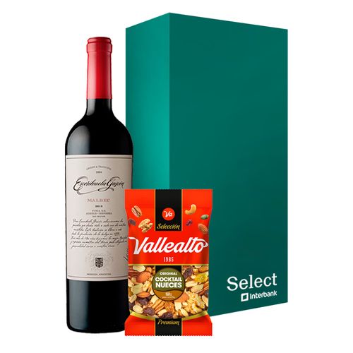 GIFT BOX VINO ESCORIHUELA GASCON MALBEC 750ml + VALLEALTO COCKTAIL DE NUECES BOLSA 150gr