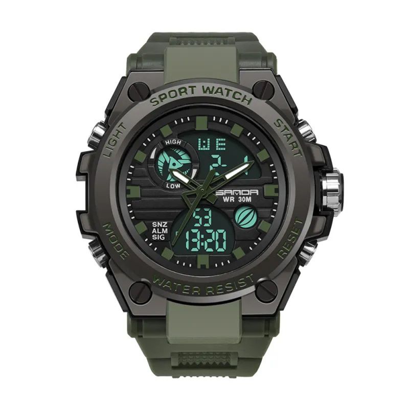 Reloj-Hombre-Deportivo-Analogo-Digital--Impermeable-con-Cronografo-Militar-Resistente-al-Agua---Verde-Militar