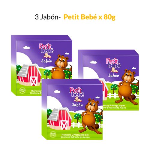 3 Jabón Petit Bebé x 80g