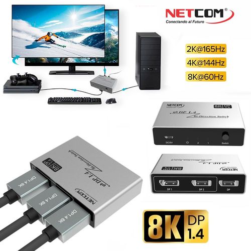 Switch  Splitter DisplayPort V1.4 Bidireccional 8k NETCOM