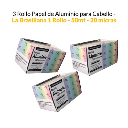 3 Rollo de Papel aluminio para cabello x 50mt - 15cm - 20 micras