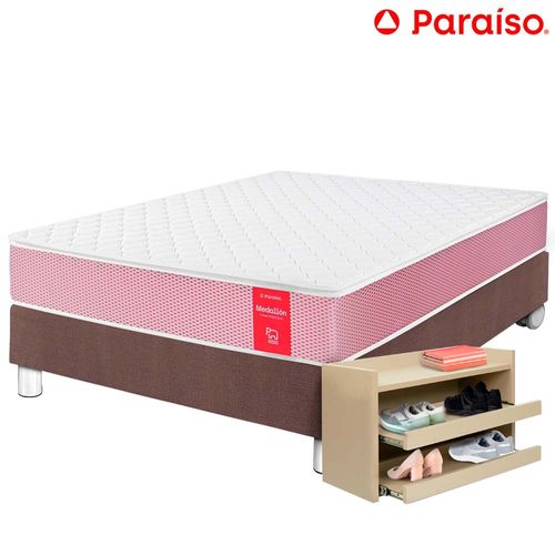 Cama PARAISO Medallon Ergo 2 Plaza Chocolate + Zapatera Premiun