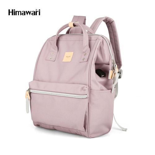 Himawari - Mochila multibolsillos porta laptop con USB - Morado Claro