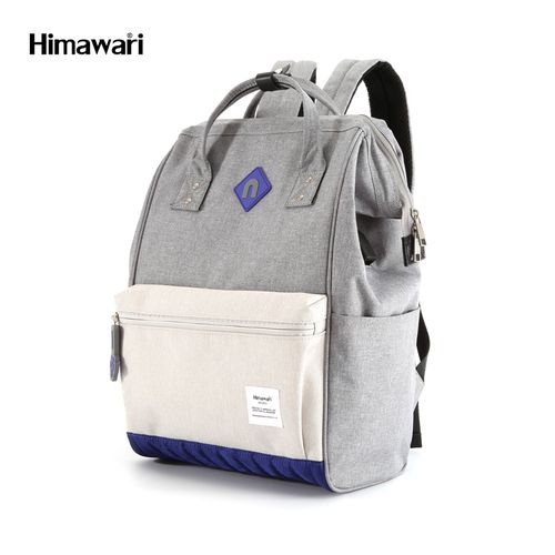 Himawari - Mochila escolar o de viaje porta Laptop con conexión USB - Gris