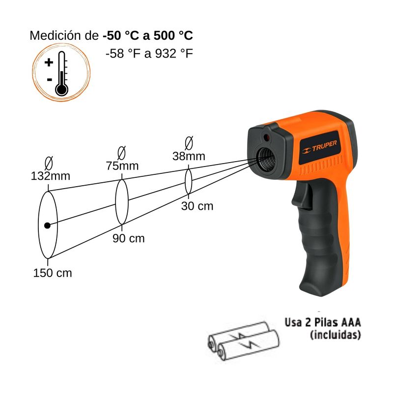 Medidor-de-Temperatura-laser-infrarrojo-de--50°C-a-500°C-Truper