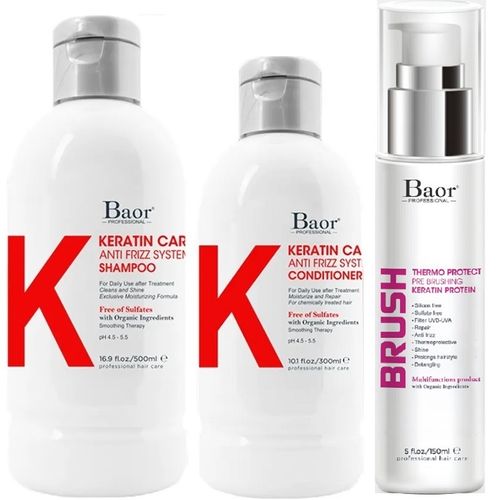 Shampoo Post Alisado + Acondicionador + Brush Baor K Keratin Care