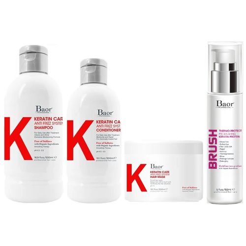 Shampoo + Acondicionador + Mascarilla + Brush Baor K Keratin Care