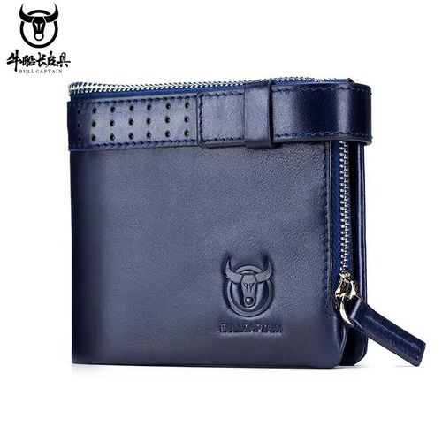 BullCaptain - Billetera de Cuero Mate QB-059-BL Azul