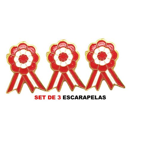 Set de 3 Escarapelas de Perú Metálicas Con Imperdible