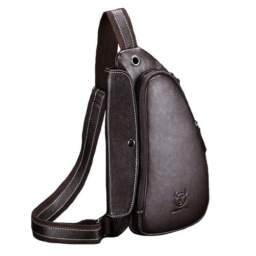 BullCaptain - Mochila Cruzada de Cuero Mate XB-125-CF Café