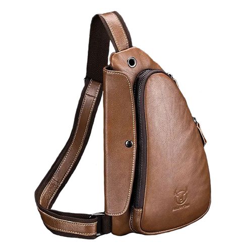 BullCaptain - Mochila Cruzada de Cuero Mate XB-125-BR Marrón