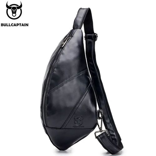 BullCaptain - Mochila Cruzada de Cuero Mate XB-138-BK Negro