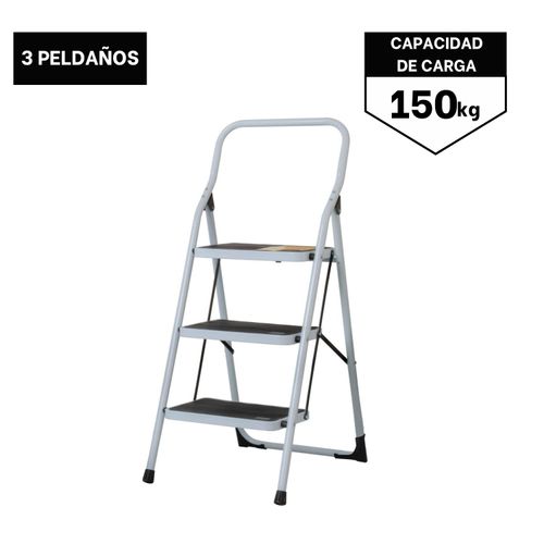 Escalera Tubular Plegable 3 Peldaños Pretul