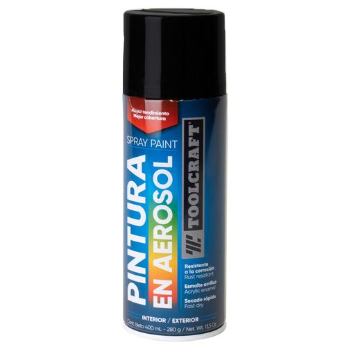 Pintura en Spray Colores Básicos Negro Mate 400 ml Toolcraft TC1643