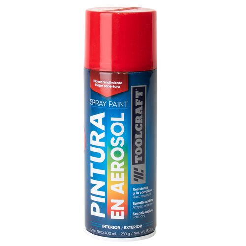 Pintura en Spray Colores Básicos Rojo Brillante 400 ml Toolcraft TC1644