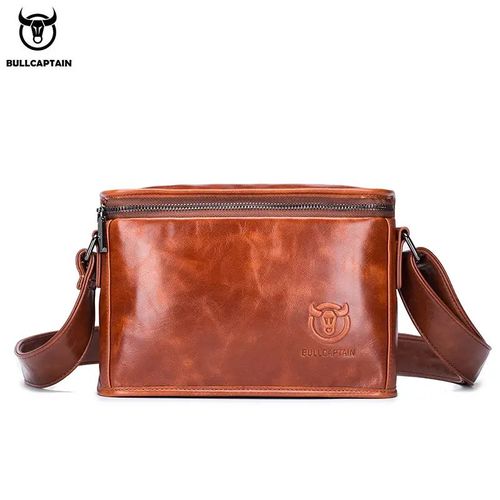 BullCaptain - Morral de Cuero Brilloso DJB-301-BR Marrón