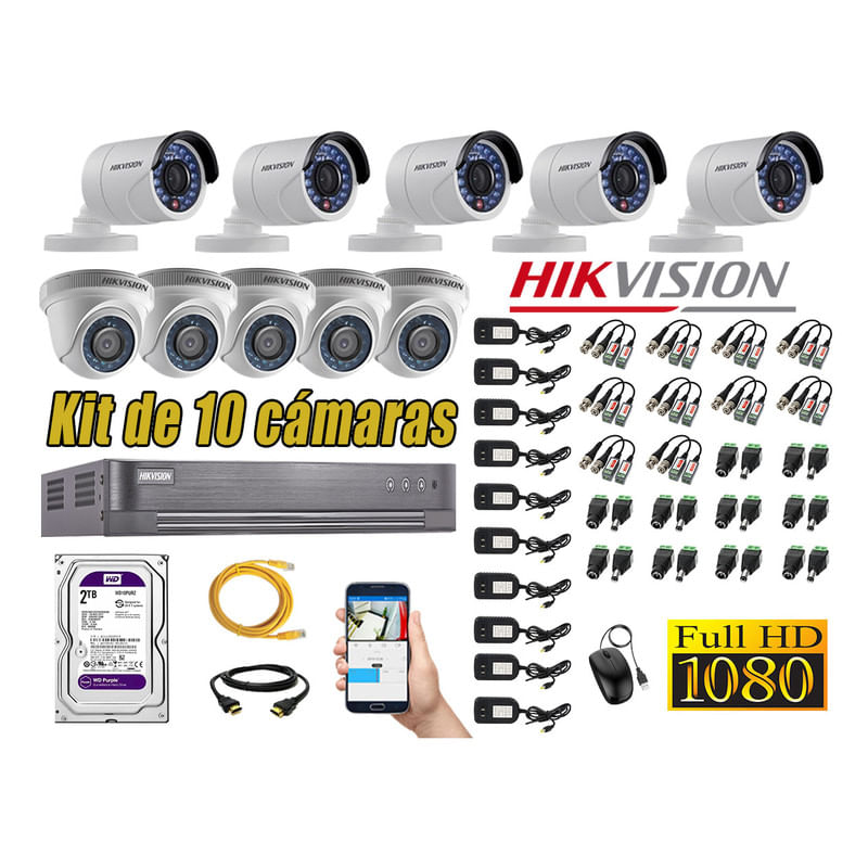 Kit-10-Camaras-de-Seguridad-Hikvision-Full-Hd-1080P-mas-Disco-2Tb-Hdmi
