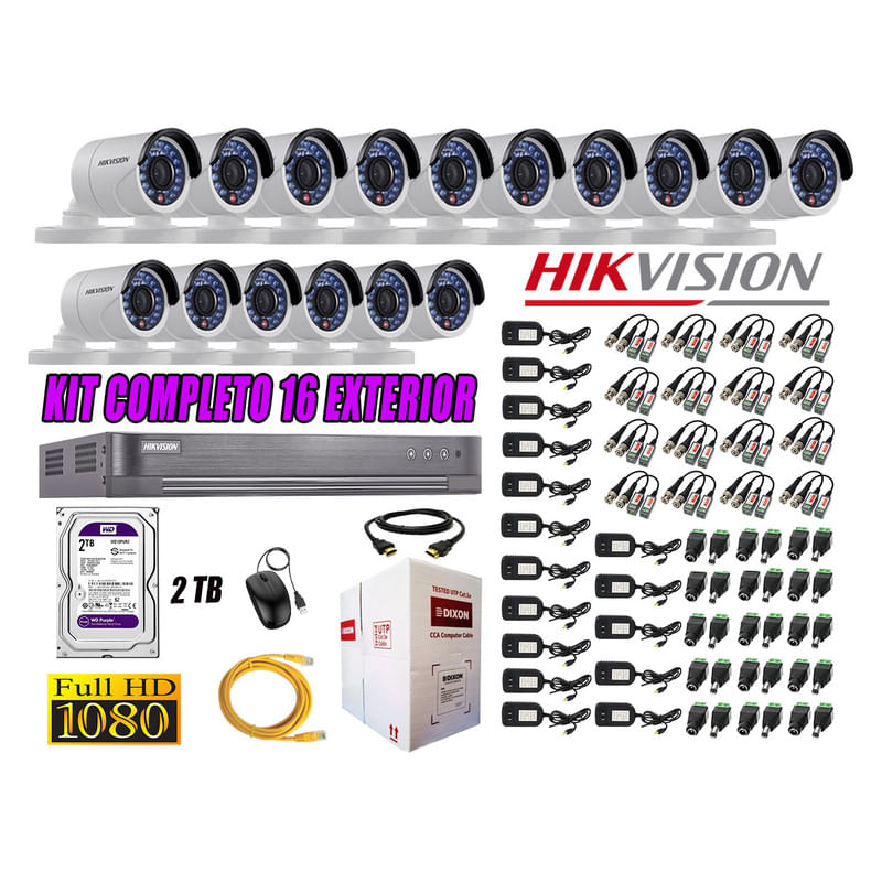 Kit-16-Camaras-de-Seguridad-Exterior-Hikvision-Full-Hd-1080P-mas-Disco-2Tb