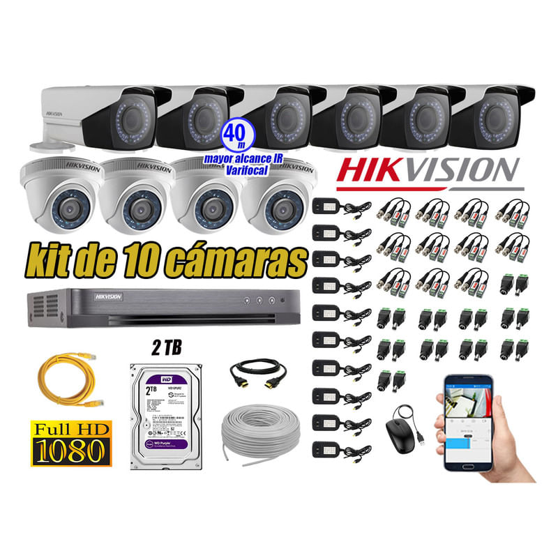 Kit-10-Camaras-de-Seguridad-Hikvision-Full-Hd-1080P-Disco-2Tb-Mayor-Alcance-Varifocal-P2p