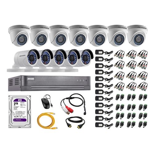 Kit 12 Cámaras de Vigilancia Hikvision Hd 720P 2Tb P2p Kit de Micrófono