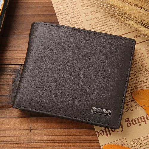 Billetera para Hombre Cartera de Cuero para Tarjetas Monedas de Moda Marrón Jinbaolai