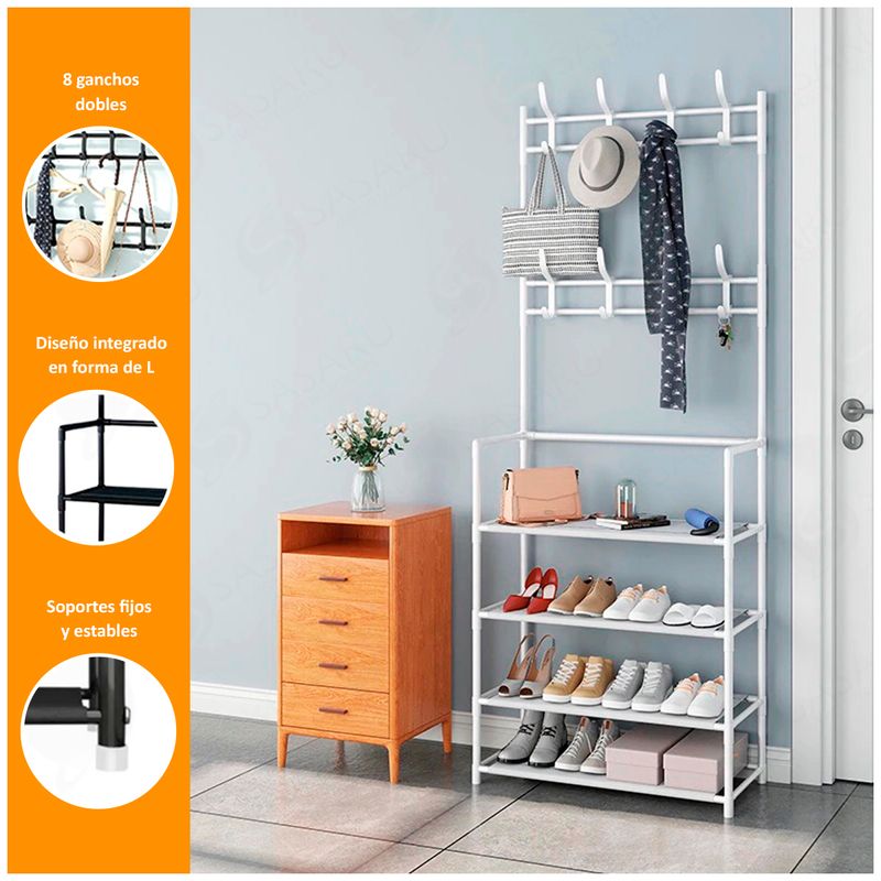 Zapatera-Organizadora-4-Niveles-Blanco---Estante-Organizador-de-Ropa