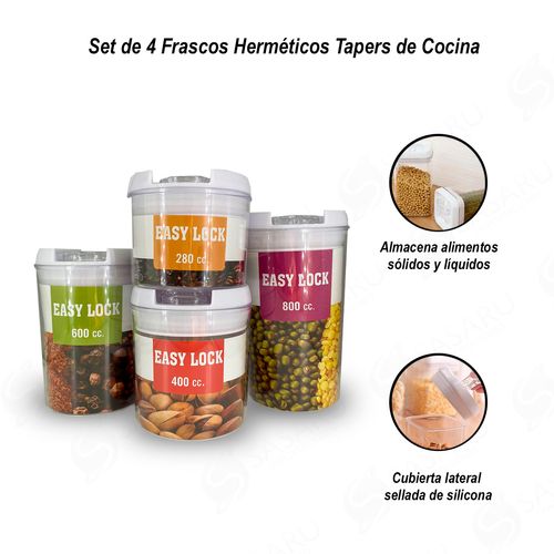 Set de 4 Frascos Herméticos Tapers de Cocina