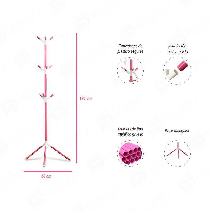 Perchero-de-Pie-Multiusos-Metalico-170m-Rosado