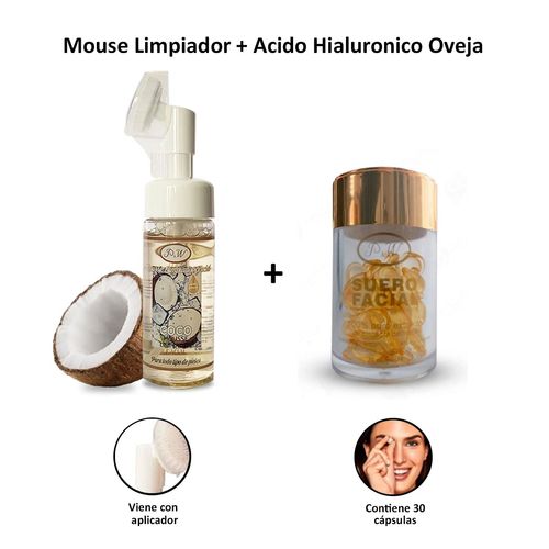 Mousse Limpiador Facial de Té verde con Aplicador + Suero Facial en Capsulas con Ácido Hialurónico