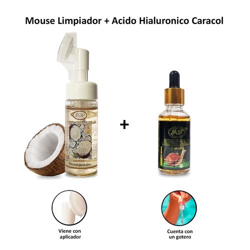 Mousse Limpiador Facial de Té verde con Aplicador + Suero Facial de Caracol con Ácido Hialurónico