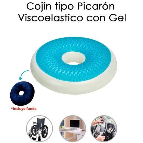 Cojín Picarón Viscoelastico Con Gel Y Funda Alivia Dolor de Hemorroides