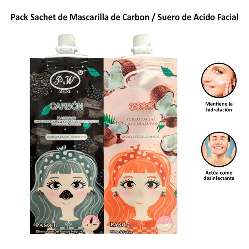 Duo Sachet Facial de Carbón Activado y Ácido Hialurónico