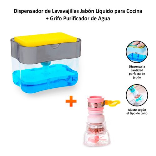 Dispensador de Lavavajillas Jabón Liquido Para Cocina + Grifo Purificador De Agua